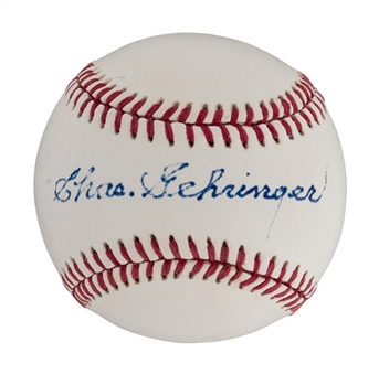 Charles Gehringer Single Signed OAL Bobby Brown Baseball (PSA/DNA)
